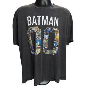 Batman 00 Jersey Style Graphic T-Shirt with Comic Book Cover Art Panels